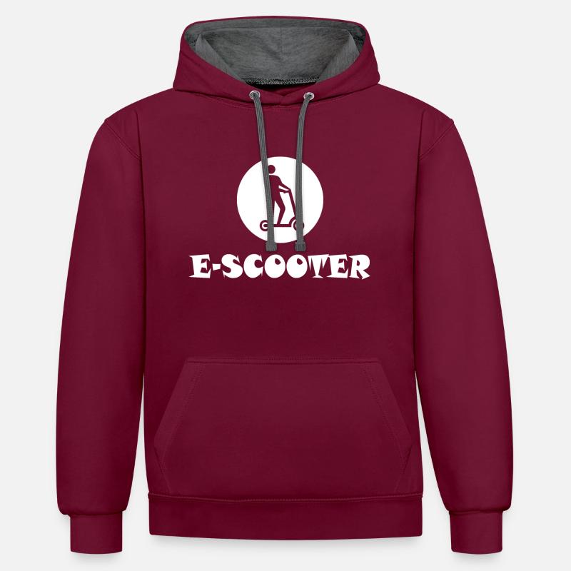 E-Scooter E-Roller Scooter - Contrast hoodie - burgundy/charcoal