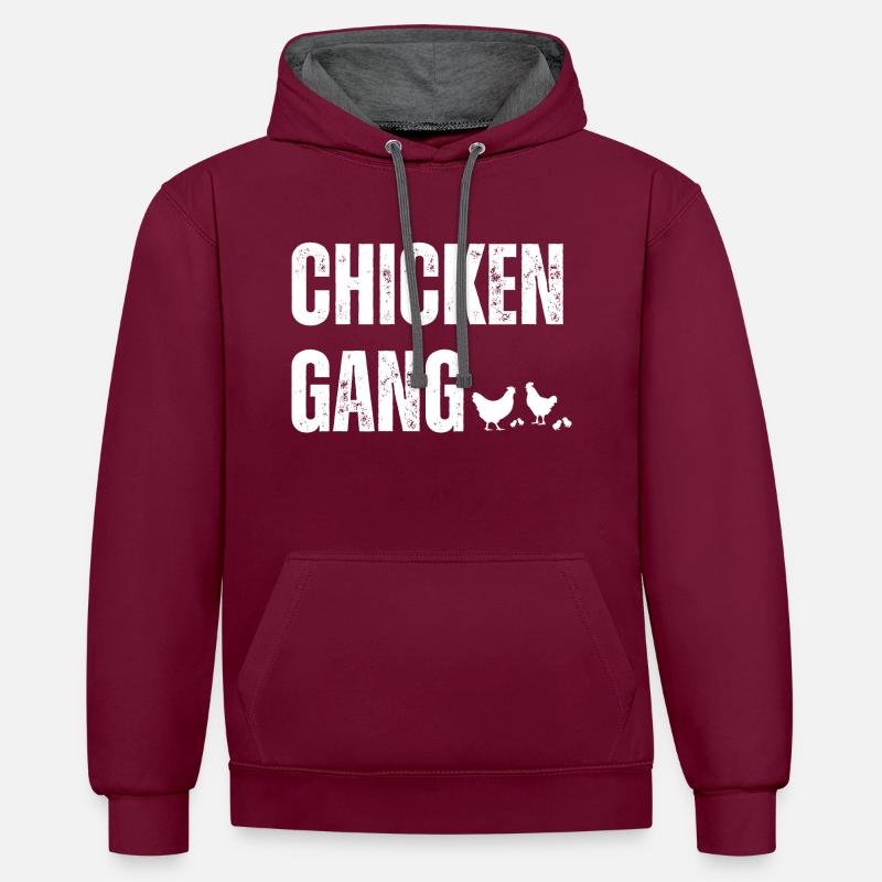 Gang de poulets - Sweat à capuche contrasté - bordeaux/anthracite