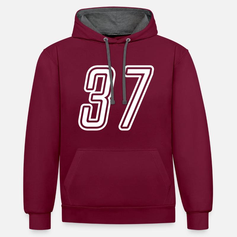 37 Numéro de numéro - Sweat à capuche contrasté - bordeaux/anthracite