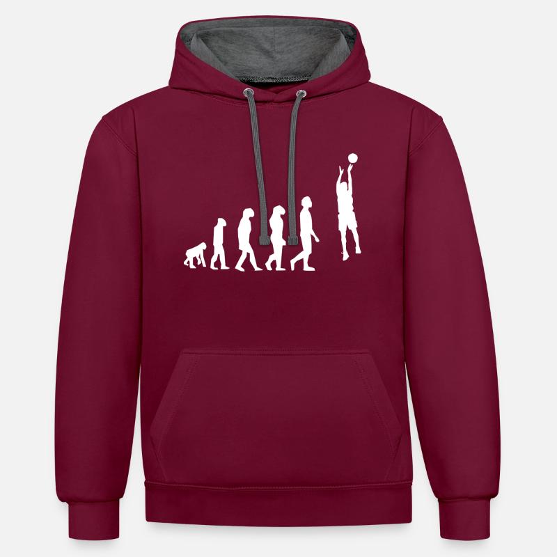 Basket évolution - Sweat à capuche contrasté - bordeaux/anthracite