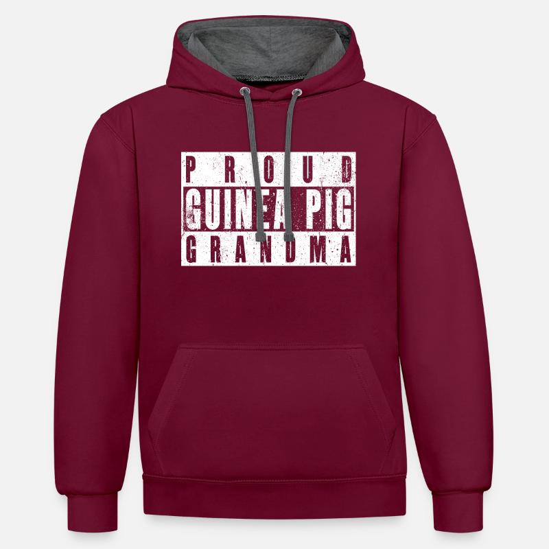 Fière grand-mère cochon d’Inde - Sweat à capuche contrasté - bordeaux/anthracite