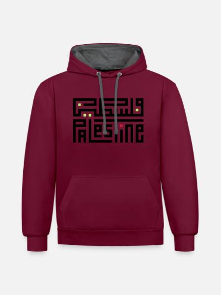 FALASTIN PALESTINE - Contrast hoodie - burgundy/charcoal