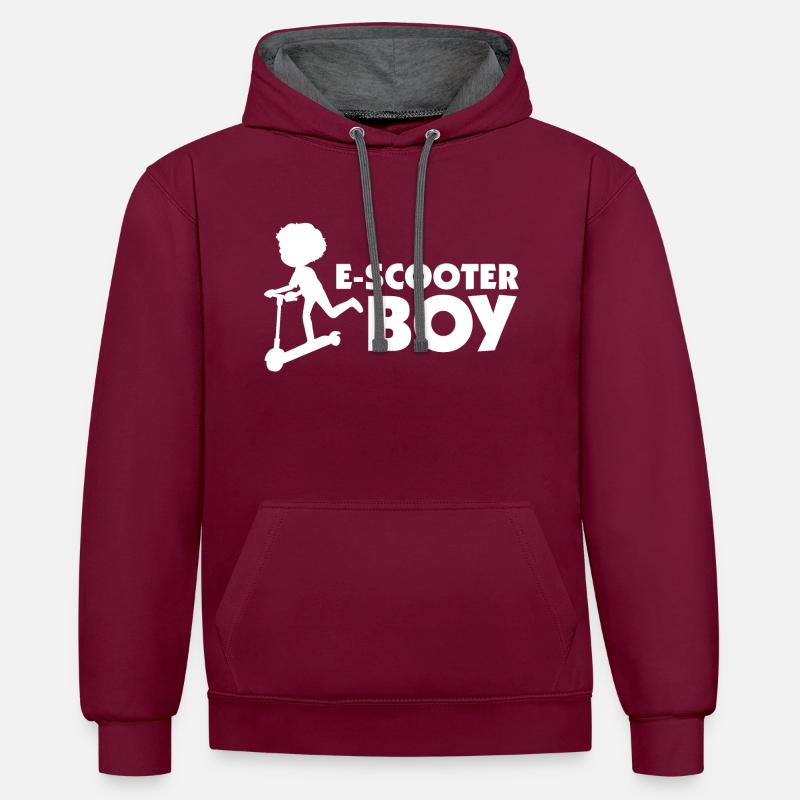 E-Scooter Roller Scooter - Kontrast-Hoodie - Weinrot/Anthrazit