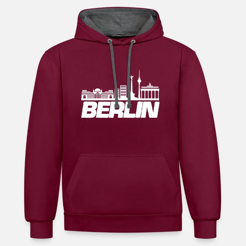 Horizon de Berlin 1 - Sweat à capuche contrasté - bordeaux/anthracite