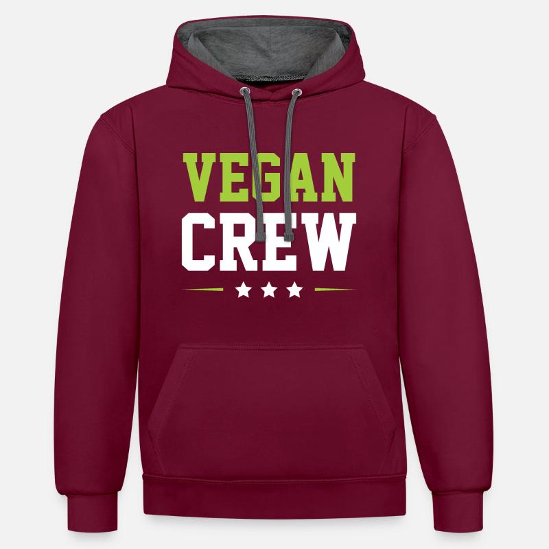 Équipage végétalien - Sweat à capuche contrasté - bordeaux/anthracite