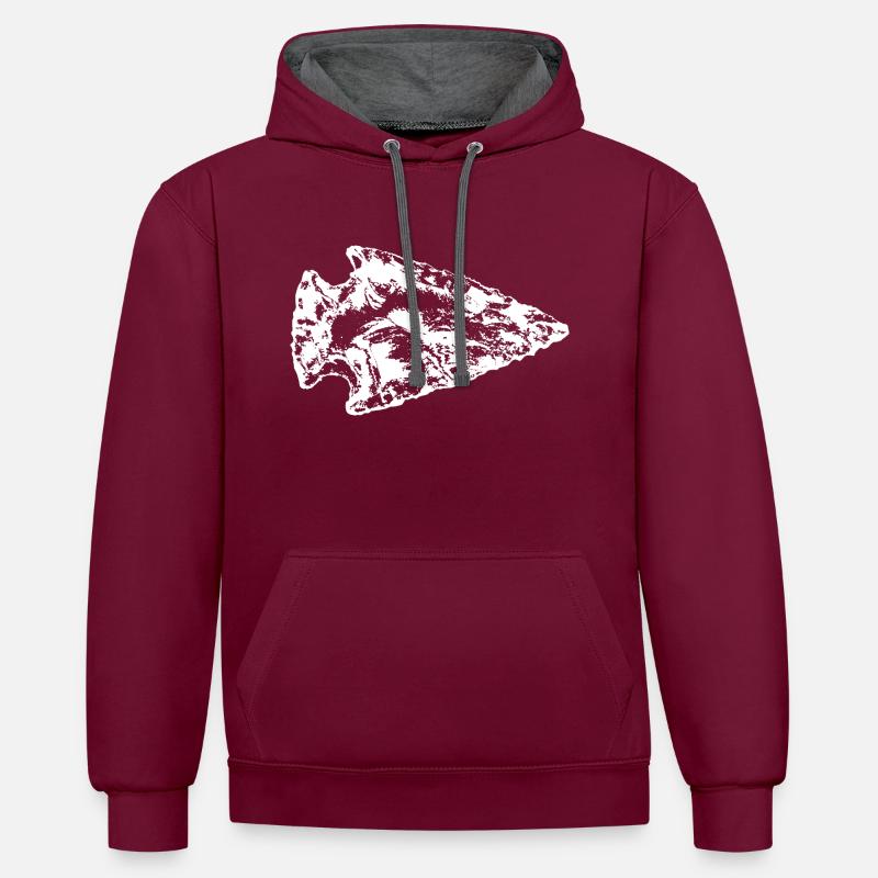 Pointe de flèche - Sweat à capuche contrasté - bordeaux/anthracite
