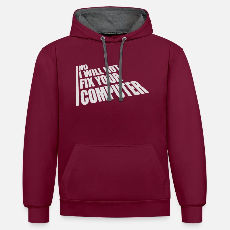 not fix your computer - Kontrast-Hoodie - Weinrot/Anthrazit