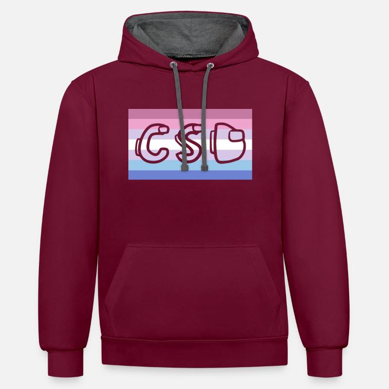 Fierté bigenre CSD - Sweat à capuche contrasté - bordeaux/anthracite