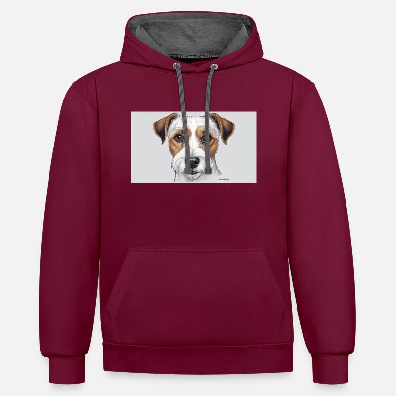 Parson Russel Terrier - Sweat à capuche contrasté - bordeaux/anthracite