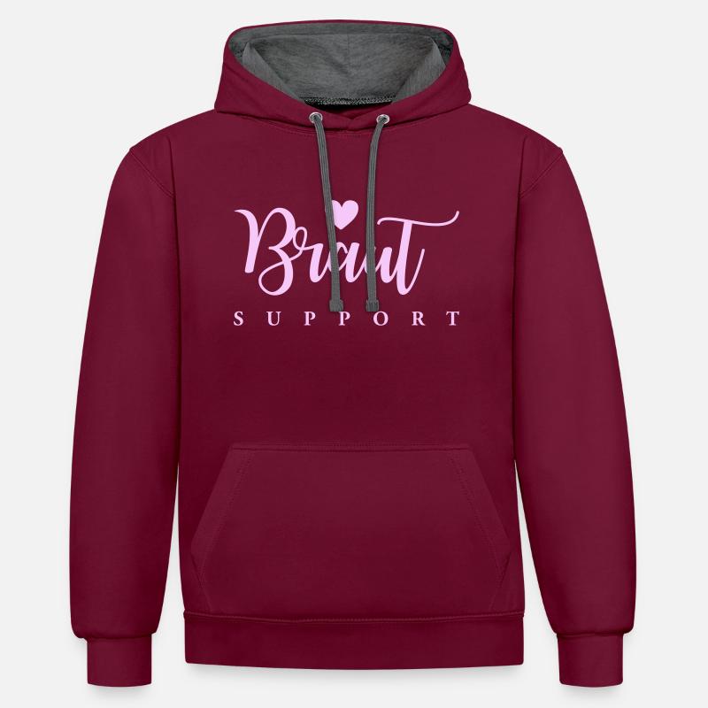 Soutien à la mariée - Sweat à capuche contrasté - bordeaux/anthracite