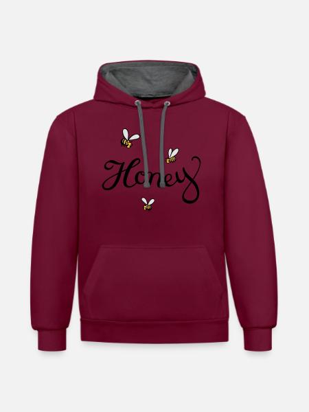 honey bee - Contrast hoodie - burgundy/charcoal