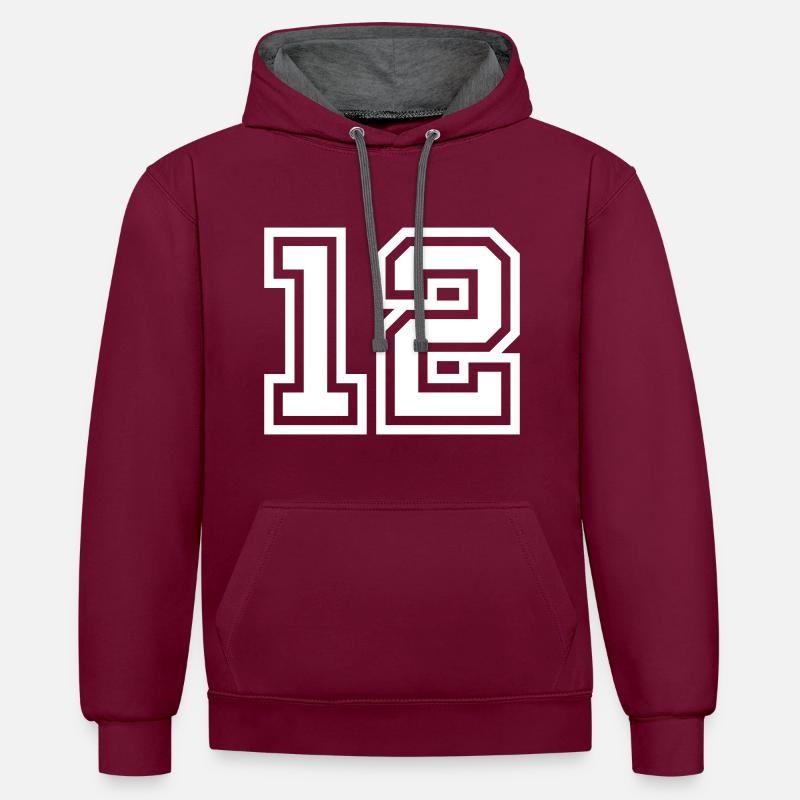 Symbole de 12 chiffres - Sweat à capuche contrasté - bordeaux/anthracite