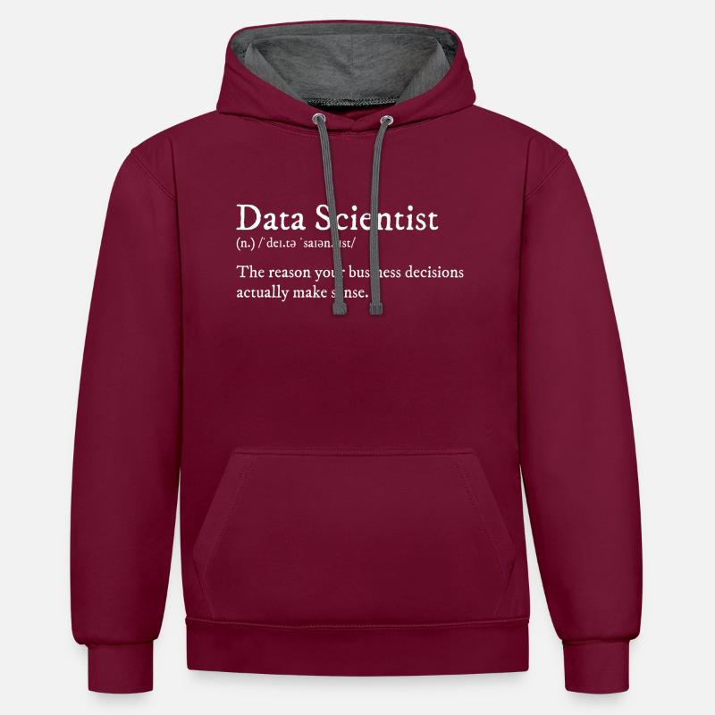Conception Data Scientist - Sweat à capuche contrasté - bordeaux/anthracite