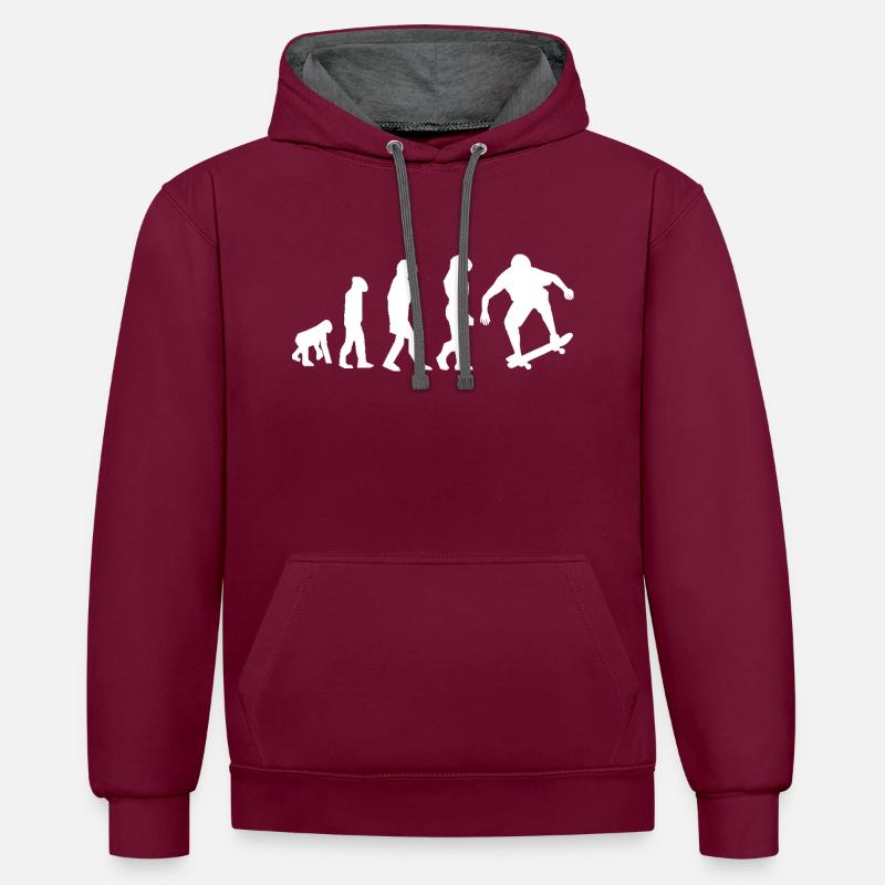 évolution skate - Sweat à capuche contrasté - bordeaux/anthracite