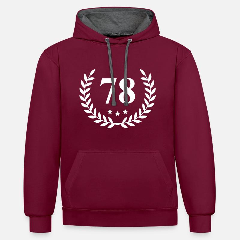 78 Couronne numérique - Sweat à capuche contrasté - bordeaux/anthracite