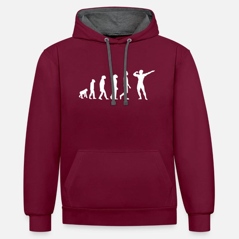 Culturisme évolution - Sweat à capuche contrasté - bordeaux/anthracite