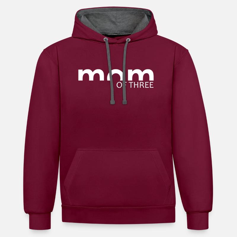 Mutter eines Kindes - MAMAN - Kontrast-Hoodie - Weinrot/Anthrazit