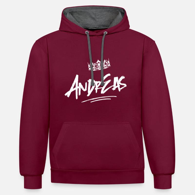 Andreas - Sweat à capuche contrasté - bordeaux/anthracite