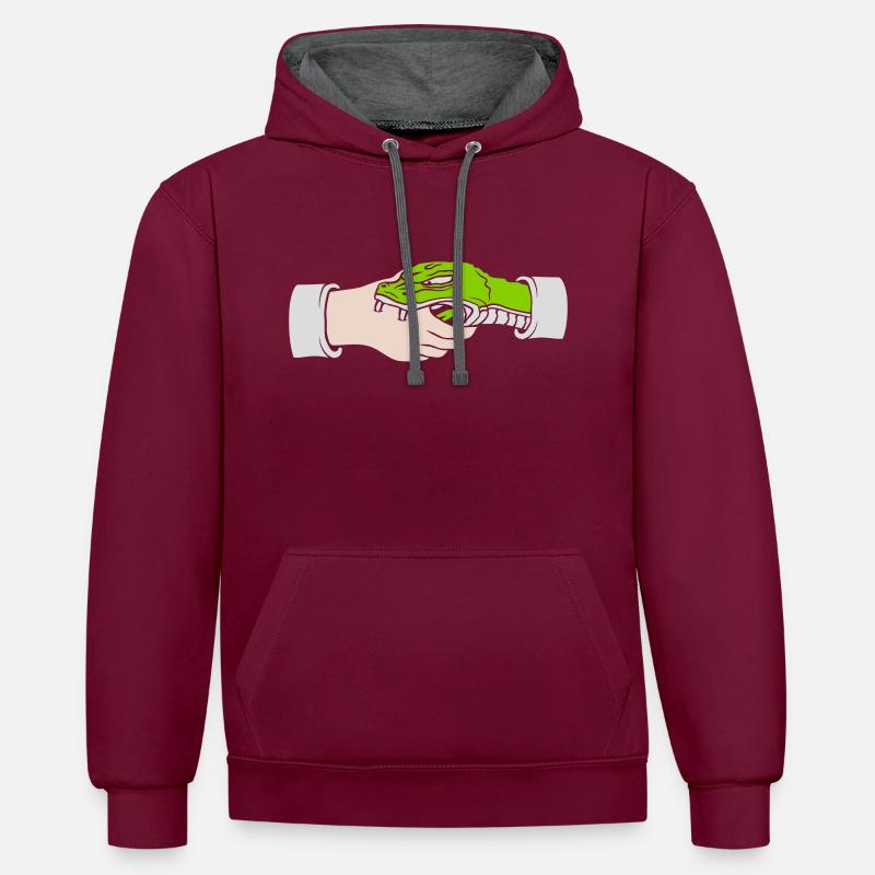 Greeting Handshake Snake Bites - Contrast hoodie - burgundy/charcoal