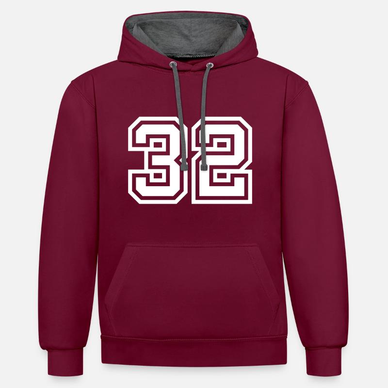 Symbole numérique 32 - Sweat à capuche contrasté - bordeaux/anthracite