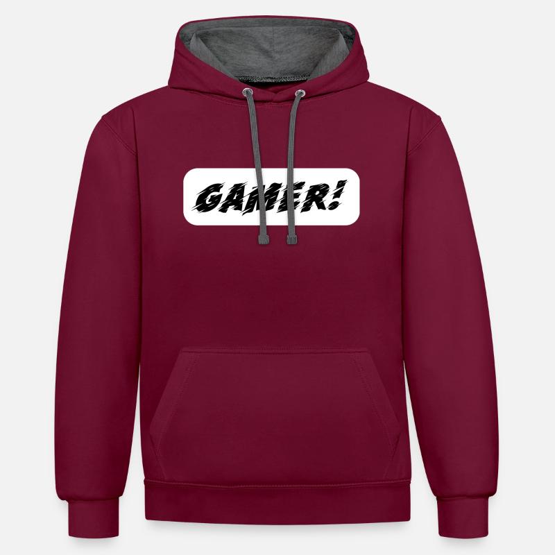 Jeu PC de jeu - Sweat à capuche contrasté - bordeaux/anthracite