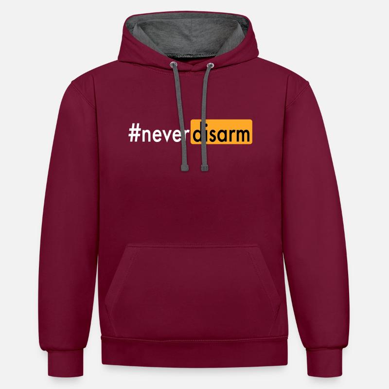 #neverdisarm - Sweat à capuche contrasté - bordeaux/anthracite