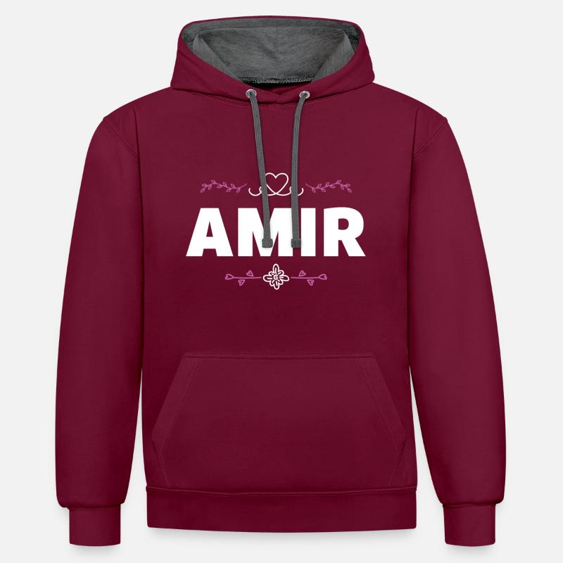 Amir - Sweat à capuche contrasté - bordeaux/anthracite
