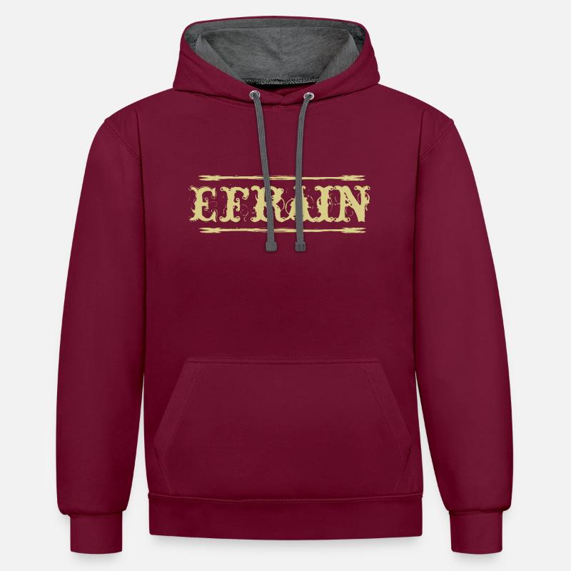Efrain Golden Text Nom Badge - Sweat à capuche contrasté - bordeaux/anthracite