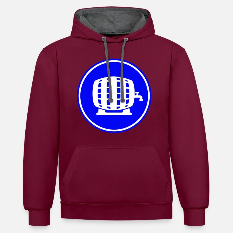 Baril de bière - Sweat à capuche contrasté - bordeaux/anthracite