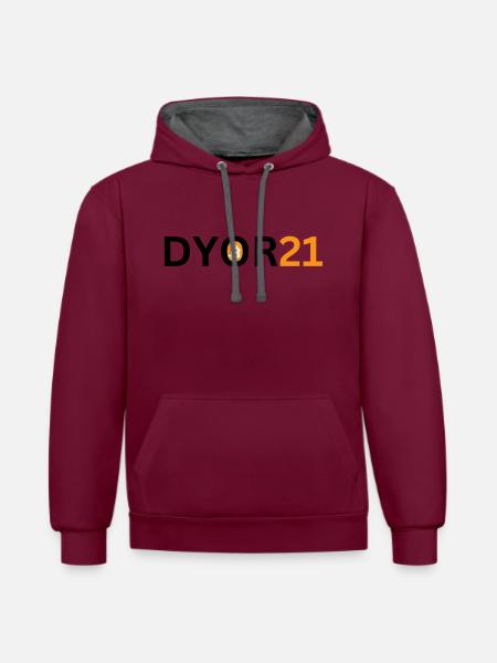 DYOR21 - Contrast hoodie - burgundy/charcoal
