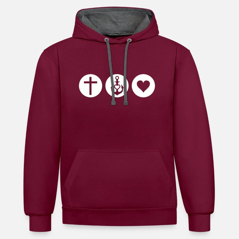 Foi Espoir Amour 01 - Sweat à capuche contrasté - bordeaux/anthracite