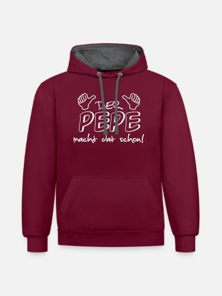 pepe - Kontrast-Hoodie - Weinrot/Anthrazit