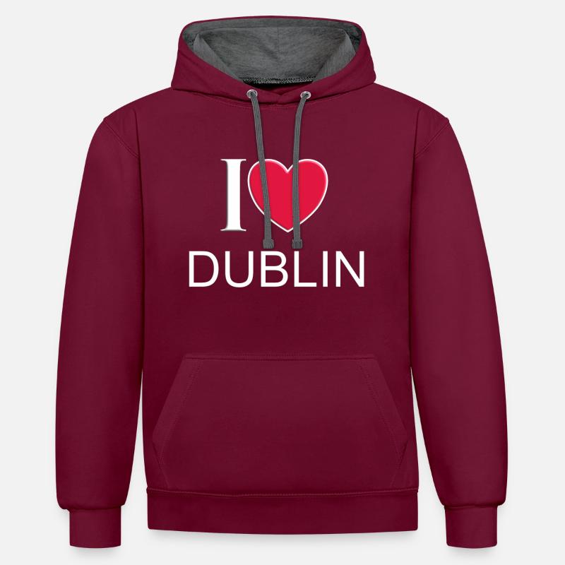 J’adore Dublin - Sweat à capuche contrasté - bordeaux/anthracite