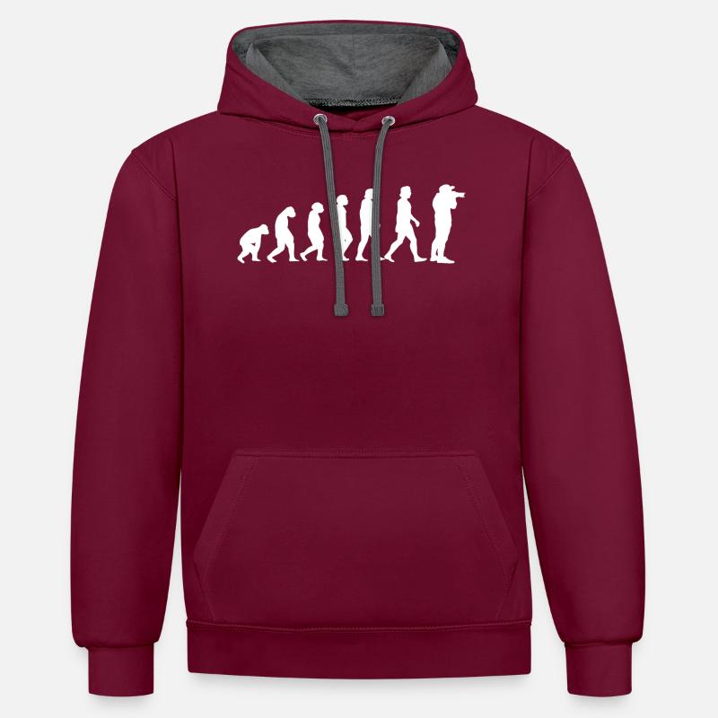 Photographes Evolution Caméra Photographie drôle - Sweat à capuche contrasté - bordeaux/anthracite