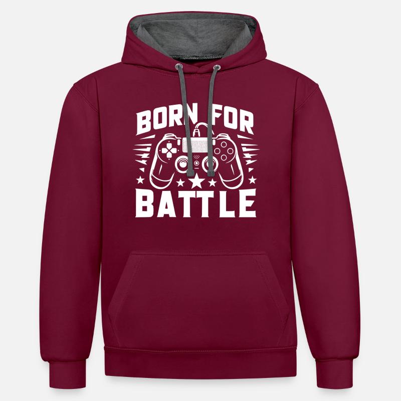 Né pour le combat - Sweat à capuche contrasté - bordeaux/anthracite