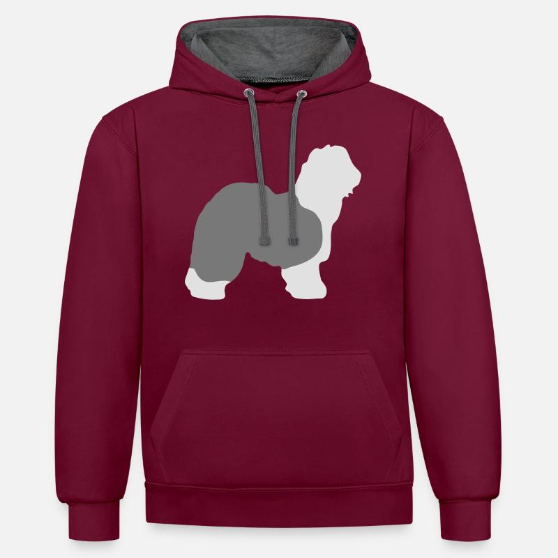 bobtail - Sweat à capuche contrasté - bordeaux/anthracite
