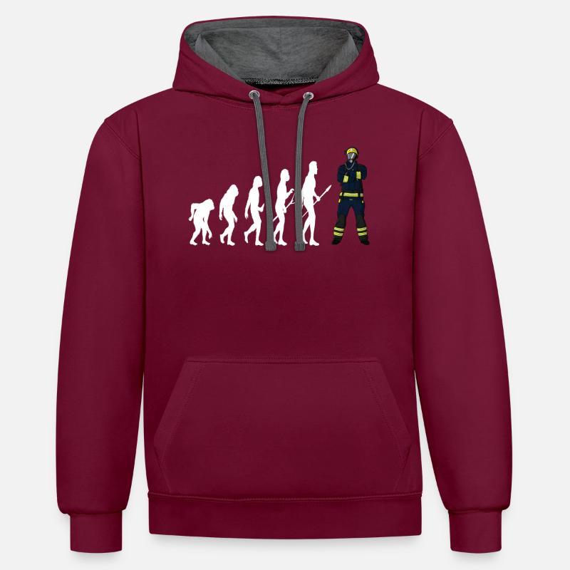 Évolution du pompier - Sweat à capuche contrasté - bordeaux/anthracite