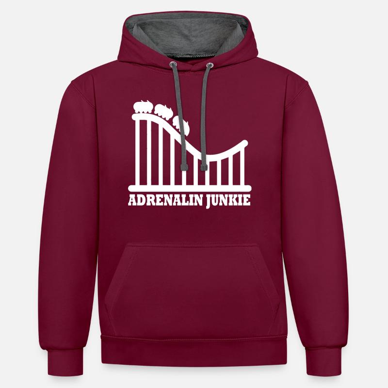 Rollercoaster Achterbahn Freizeitpark - Kontrast-Hoodie - Weinrot/Anthrazit