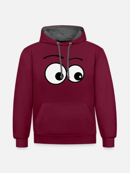eyes - Contrast hoodie - burgundy/charcoal