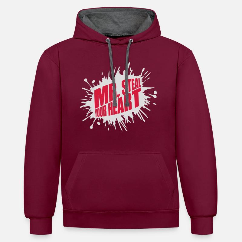 Mr steal your heart - Contrast hoodie - burgundy/charcoal