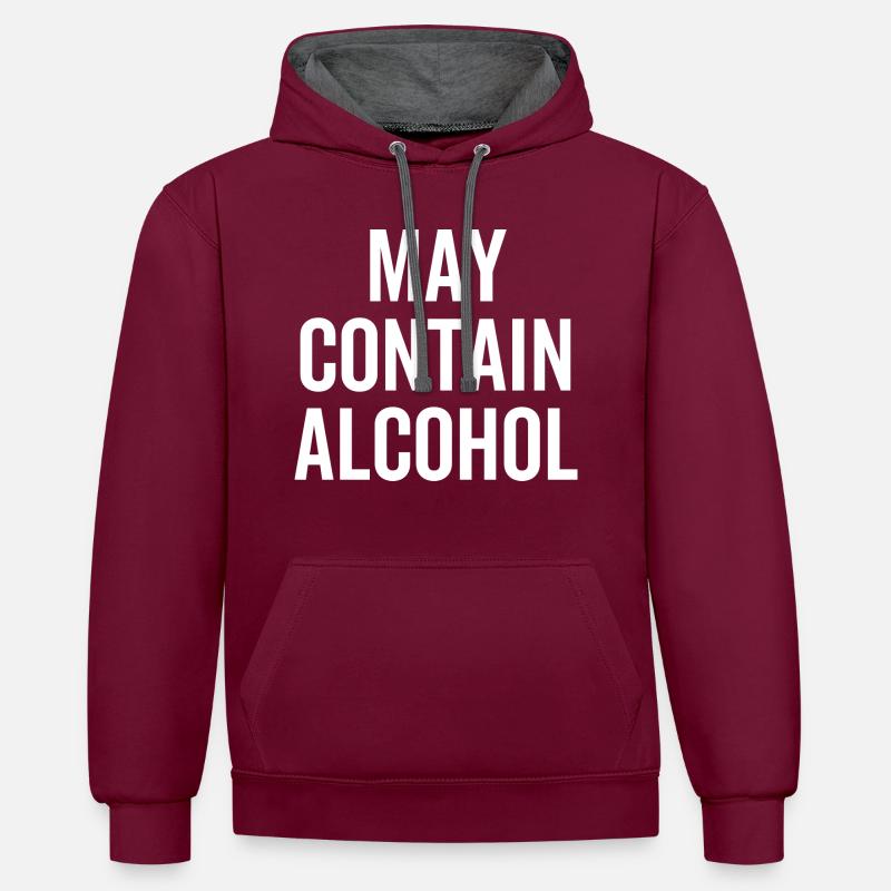 Peut contenir de l’alcool - Sweat à capuche contrasté - bordeaux/anthracite