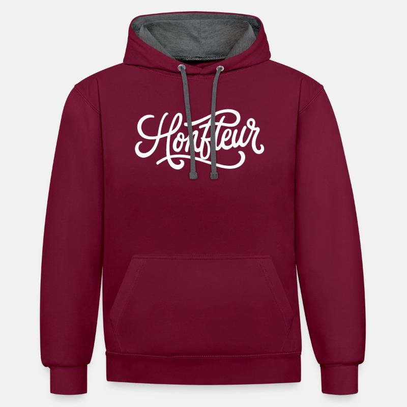 Honfleur - Sweat à capuche contrasté - bordeaux/anthracite