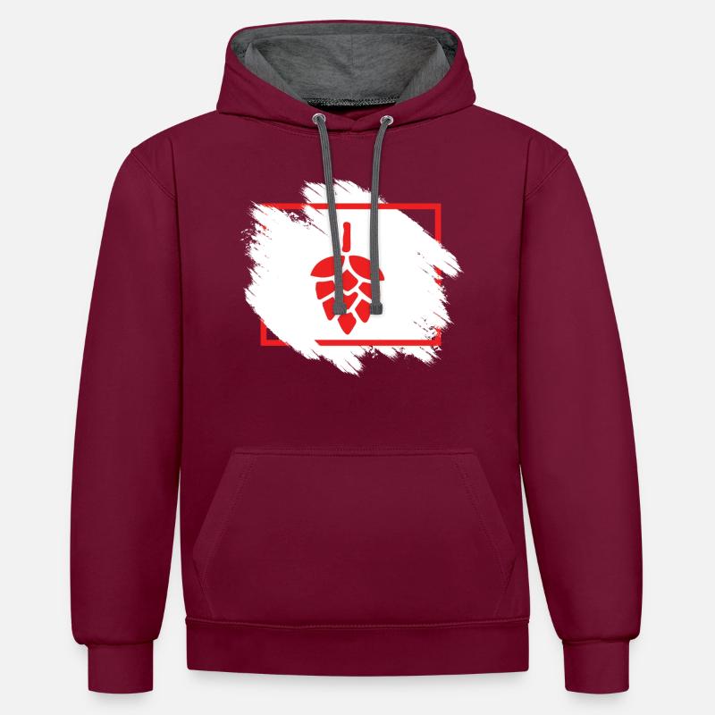 Bière Vin Whisky Schnaps Alcool - Sweat à capuche contrasté - bordeaux/anthracite