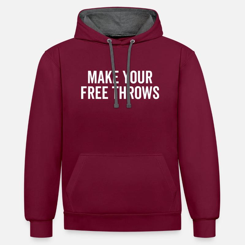 Faites vos lancers francs - Sweat à capuche contrasté - bordeaux/anthracite