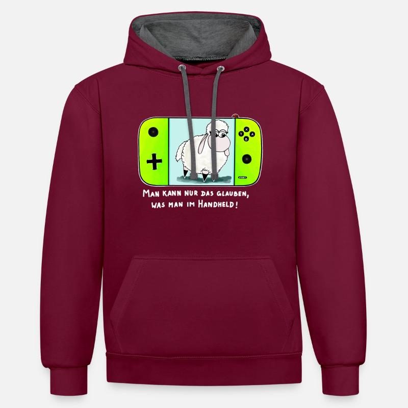 Wolly Sheepling der Handheld - Kontrast-Hoodie - Weinrot/Anthrazit