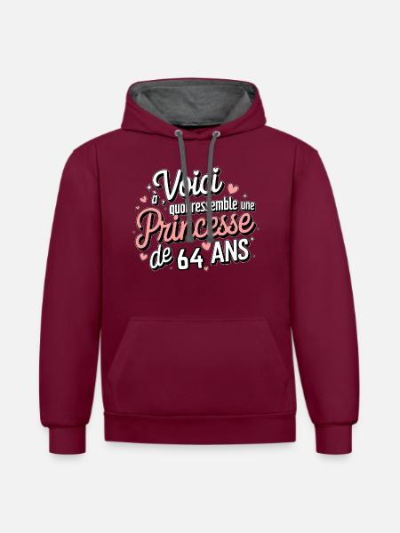 Princess 64 years old - Contrast hoodie - burgundy/charcoal