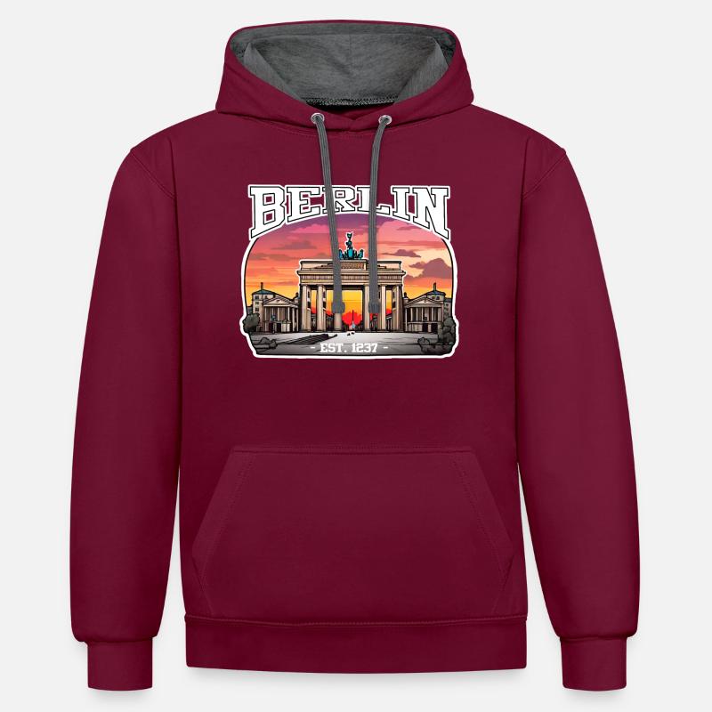 Berlin seit 1237 (2) - Kontrast-Hoodie - Weinrot/Anthrazit