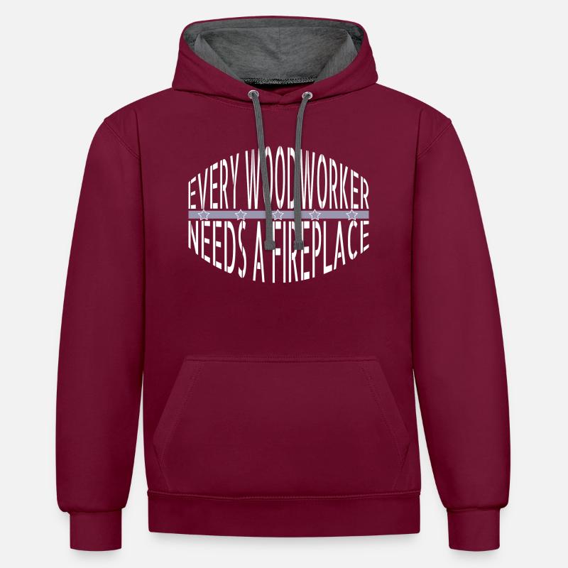 construction carpenter statement - Kontrast-Hoodie - Weinrot/Anthrazit