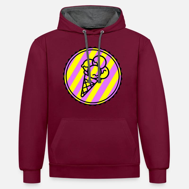 Eicreme Eis Icon - Kontrast-Hoodie - Weinrot/Anthrazit