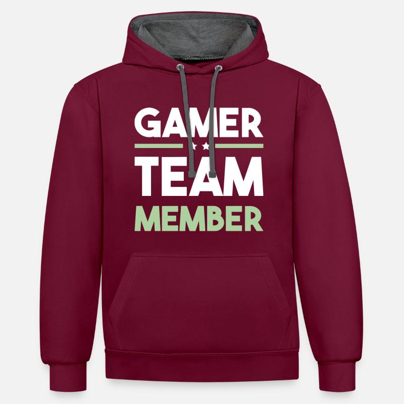 Équipe de joueurs - Sweat à capuche contrasté - bordeaux/anthracite